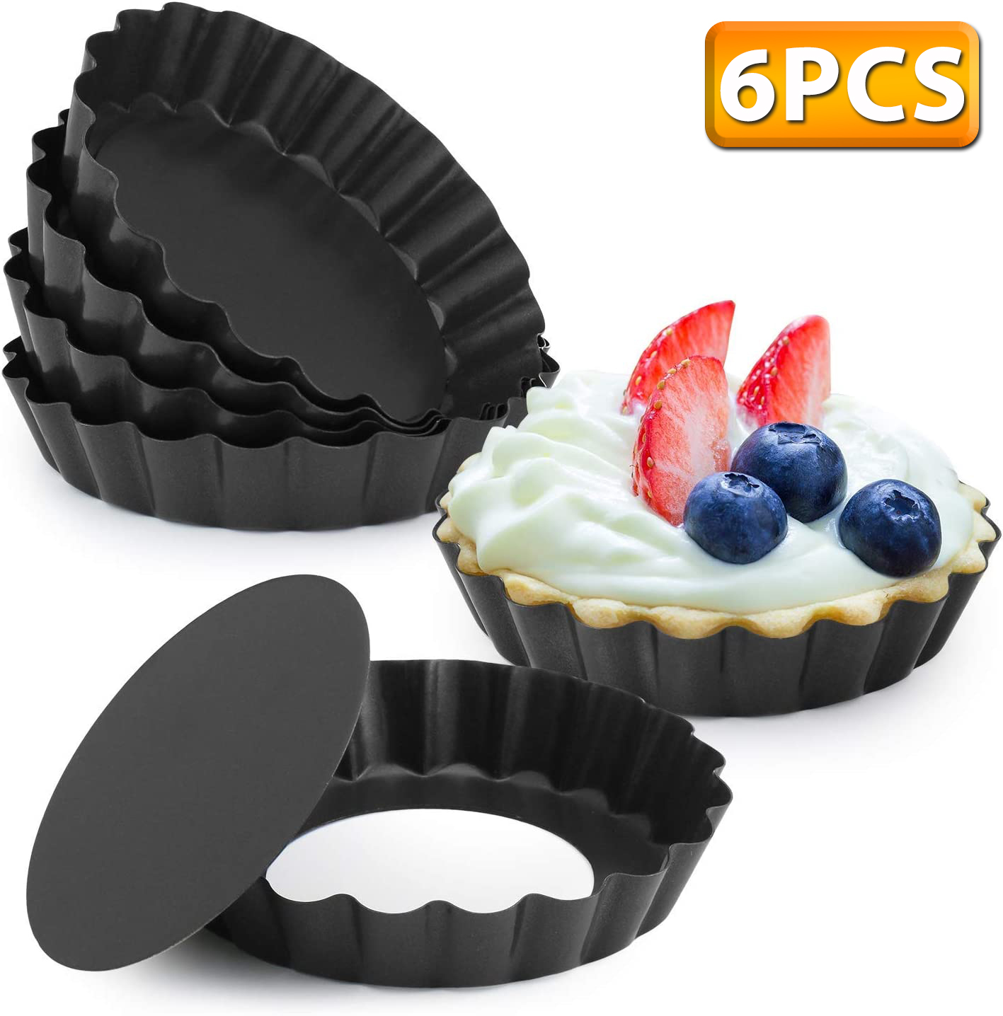 Muffin Tin Nonstick - 6-teiliges Mini-Törtchenformen-Set, 10,2 cm, mit abnehmbarem