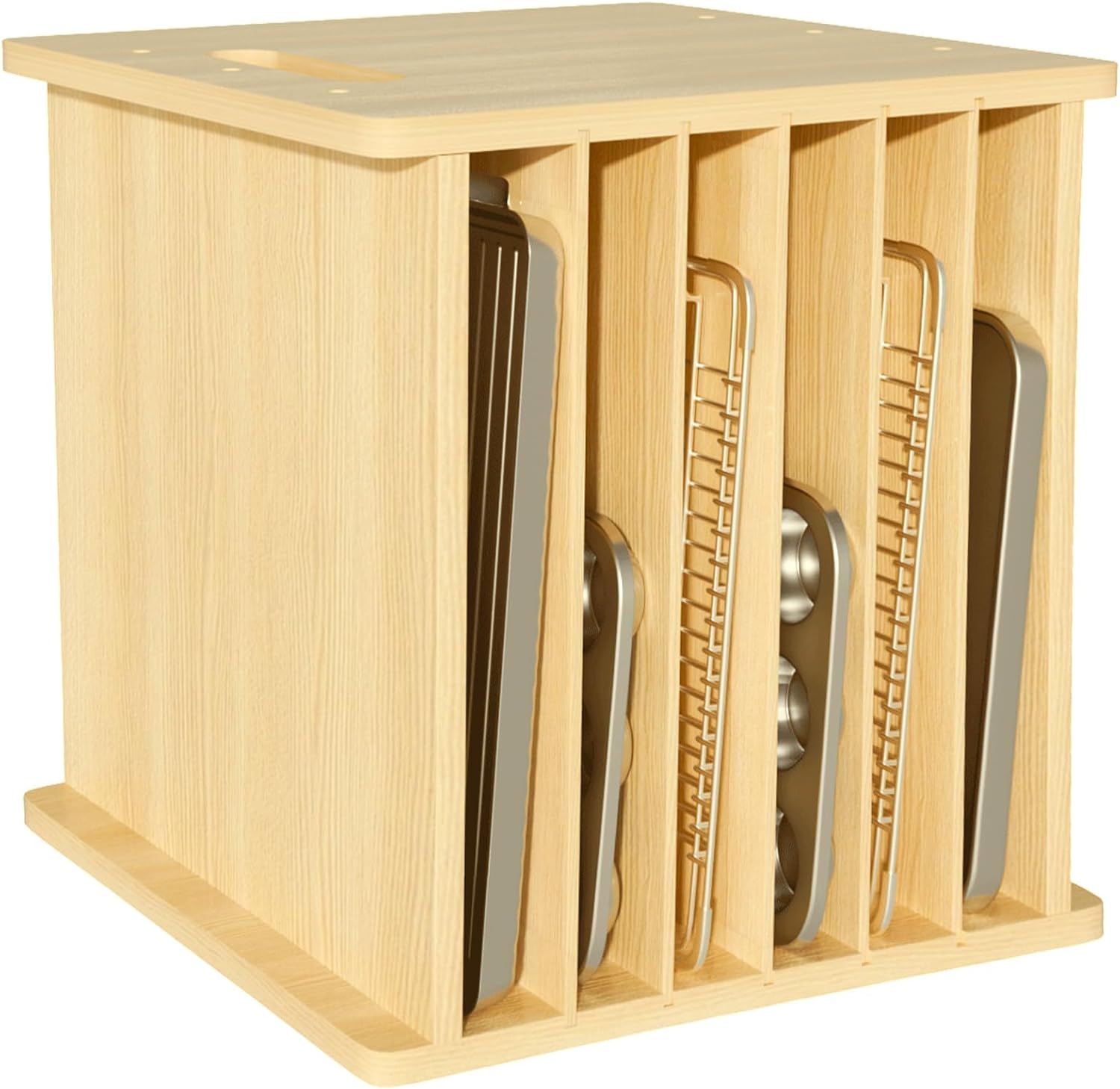 Kitchen Baking Sheet Organizer - Holz-Backblech-Organizer, vertikales Keksbrett, Topf- und Pfannen-Aufbewahrungsregal,