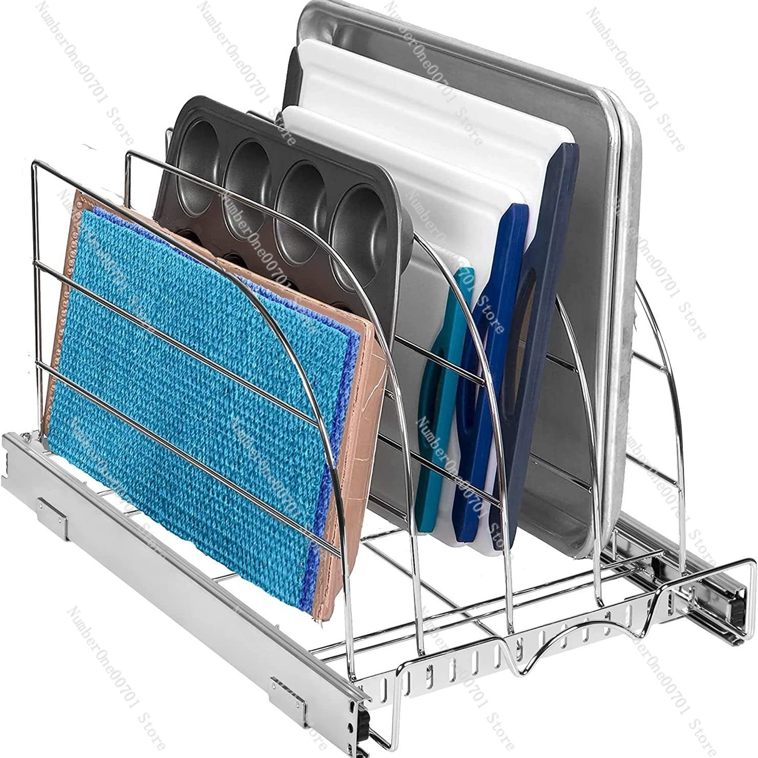 Kitchen Baking Sheet Organizer - Ausziehbarer Küchenschrank-Organizer für Backbleche, Schalen, Schneidebretter