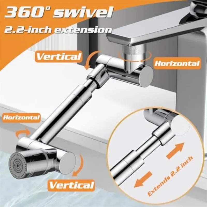 Kitchen Baking Kit - 1440 Küchen-Ausziehbarer Metall-Wasserhahn-Luftsprudler, Spritzschutz-Bubbler für Badezimmerarmaturen,