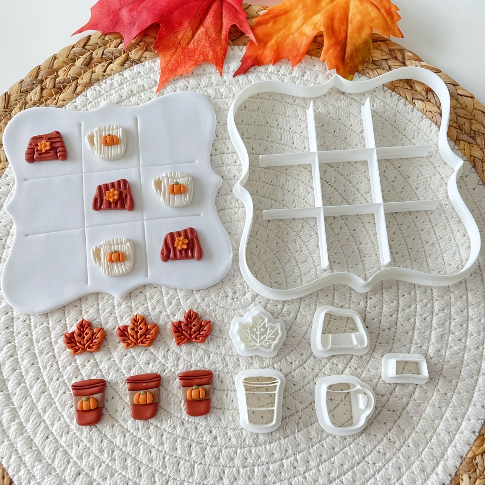 Kitchen Baking Cookies - 7-teiliges Herbst-Tic-Tac-Toe-Keksausstecher-Set – Mini-Keksformen mit Pullover-,