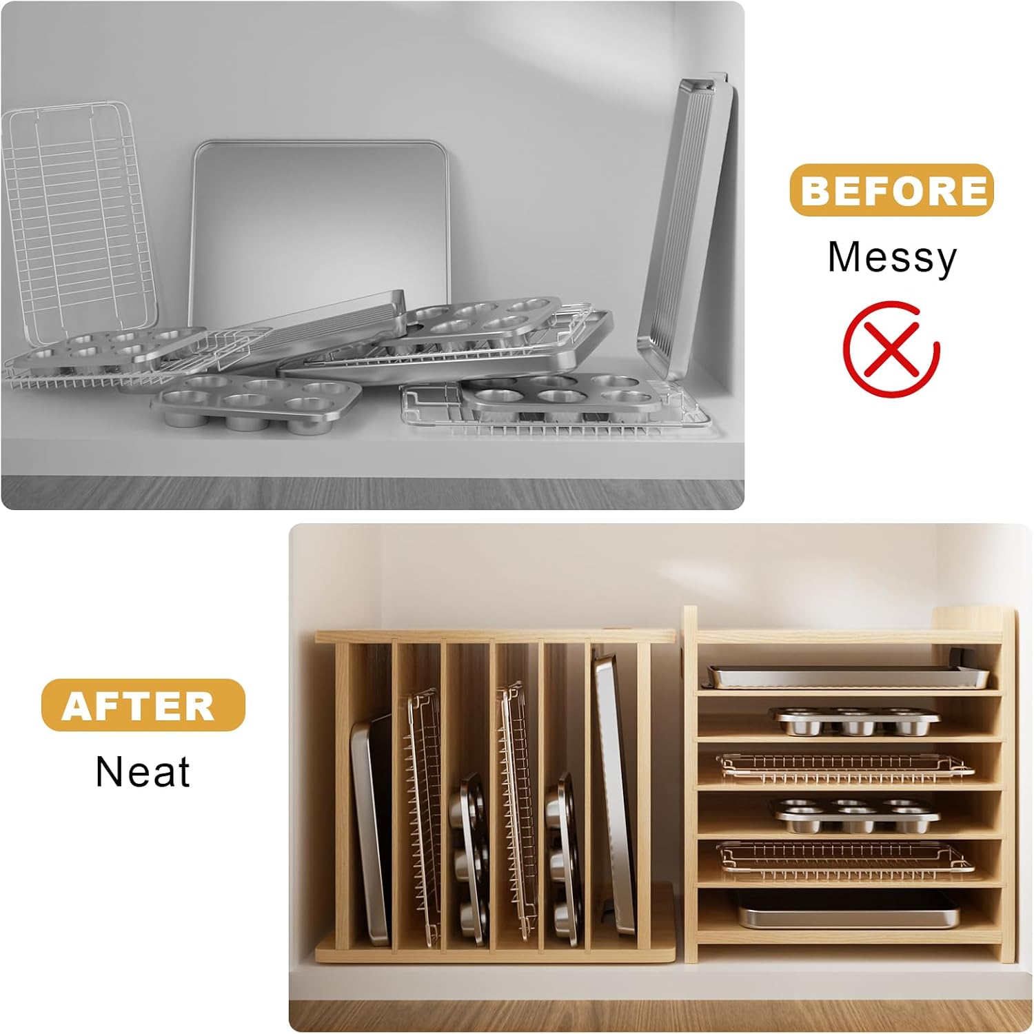 Holz-Backblech-Organizer, vert – Kitchen Baking Sheet Organizer Bewertung und Preis